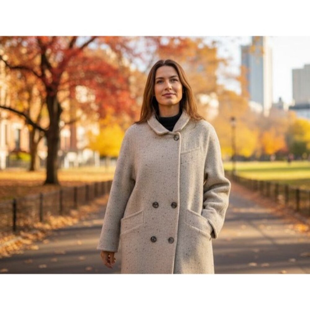 Vintage Fashions By Jill Womens Wool Coat‎ Size L Beige